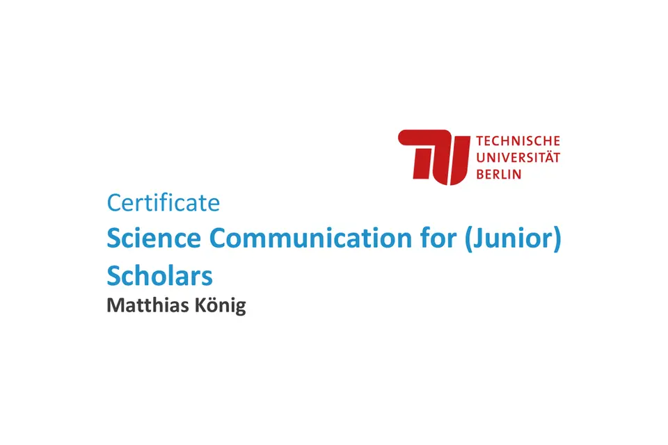 Zertifikat Wissenschaftskommunikation der TU Berlin